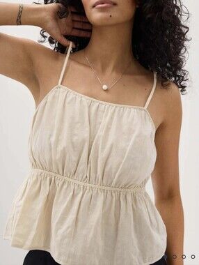 Richer Poorer 100% Cotton Isabella Tank in Oat Milk. Size Medium.
